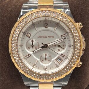 Michael Kors Chronograph Quartz Watch with Rhinestone Bezel MK5323